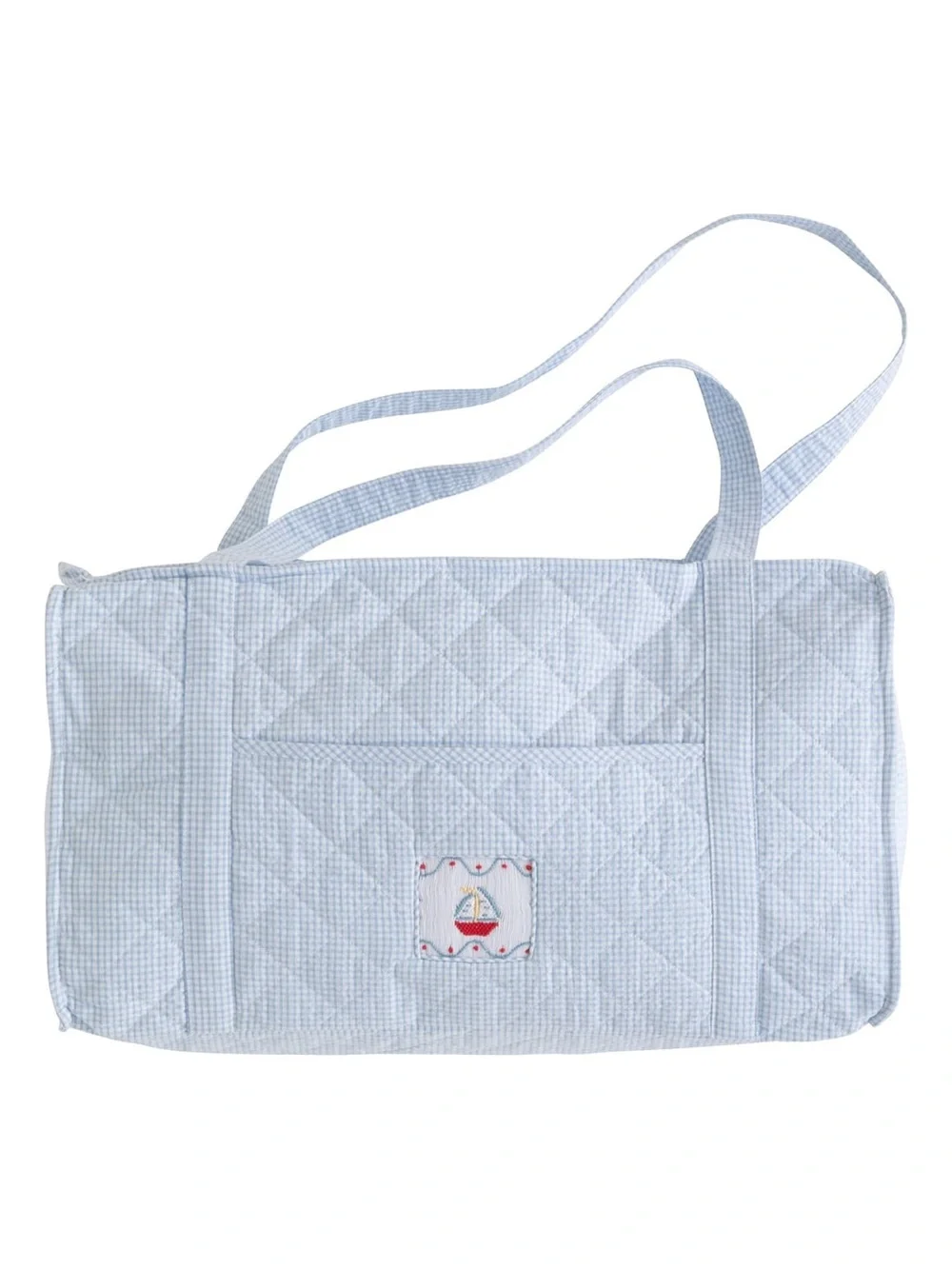 Little English Light Blue Quilted Tote with smocked Sailboat